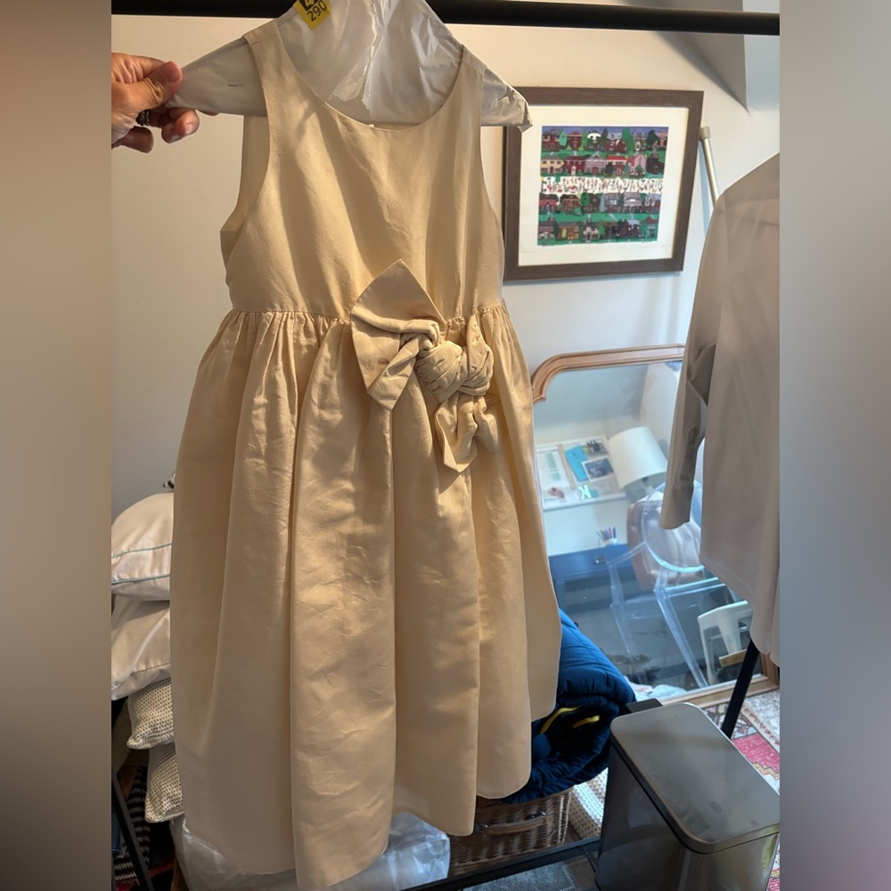 Crew Cuts Collection Ivory Bow-Front Sleeveless Party Dress